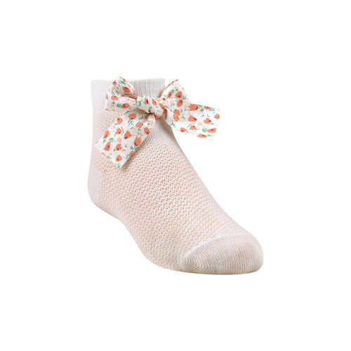 1002 ZUBII FISHNET FLORAL BOW ANKLE SOCK