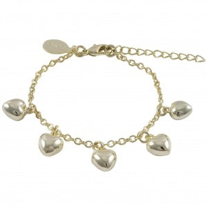 6B392 Dlux GP brass heart charm bracelet
