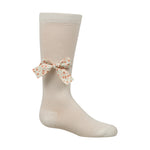 1001 ZUBII FISHNET FLORAL BOW KNEE SOCK