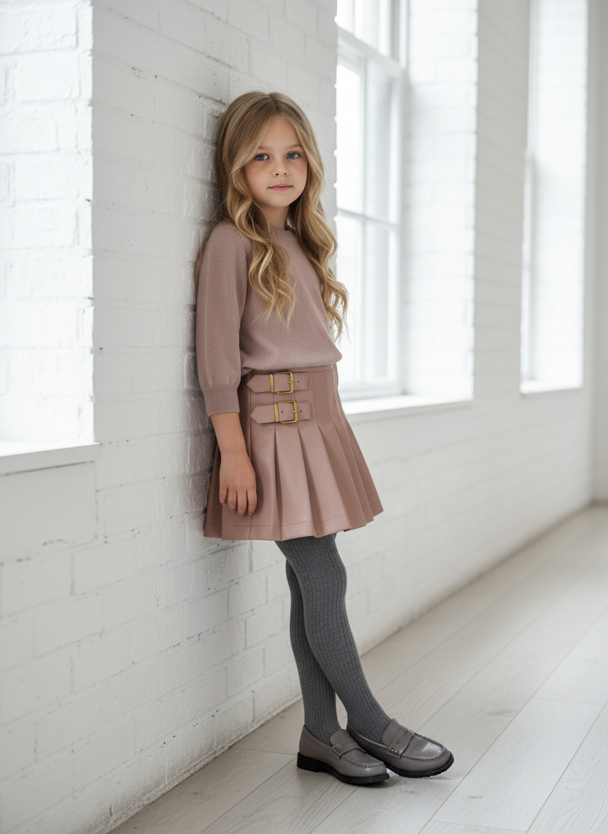 13-256/ 257 LONE FEATHER LEATHER SKIRT + SWEATER SET