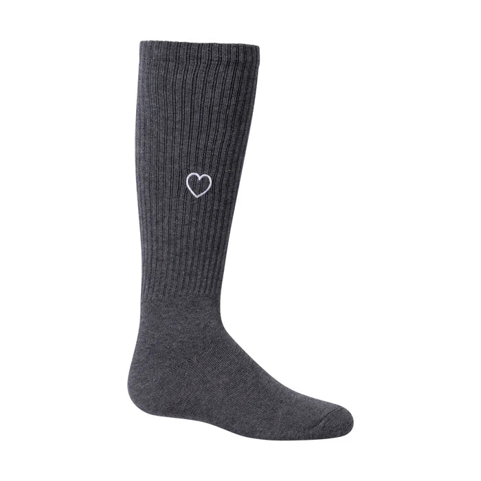1375 ZUBII EMBROIDERED HEART KNEE SOCKS