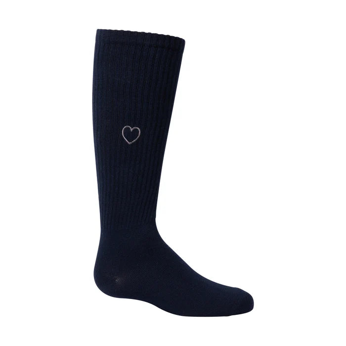 1375 ZUBII EMBROIDERED HEART KNEE SOCKS