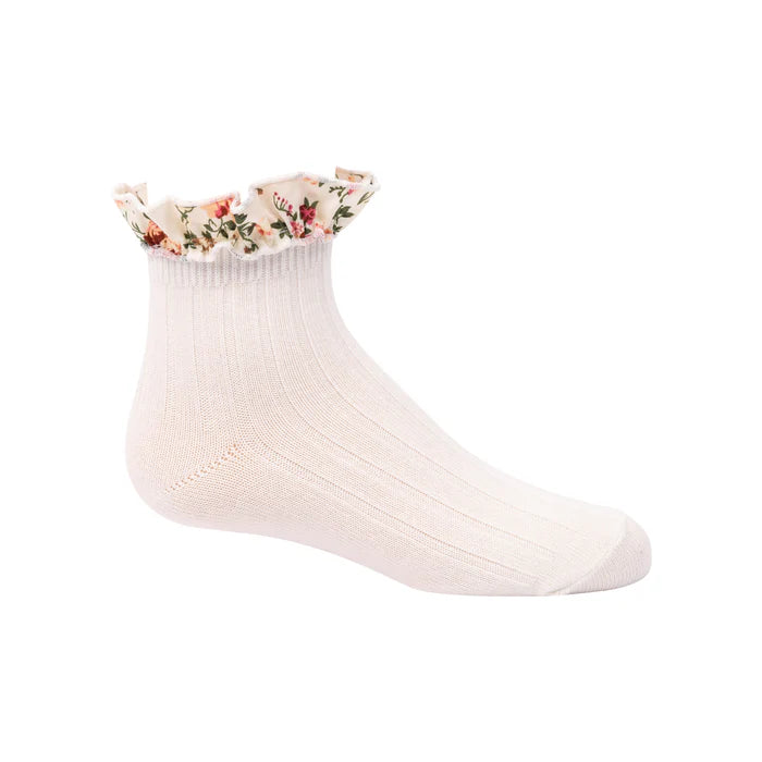 1406 ZUBII FLORAL RUFFLE ANKLE SOCK