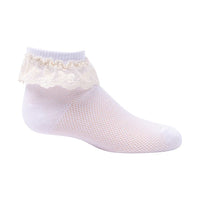 1439 ZUBII BOW CROCHET RUFFLE ANKLE SOCK