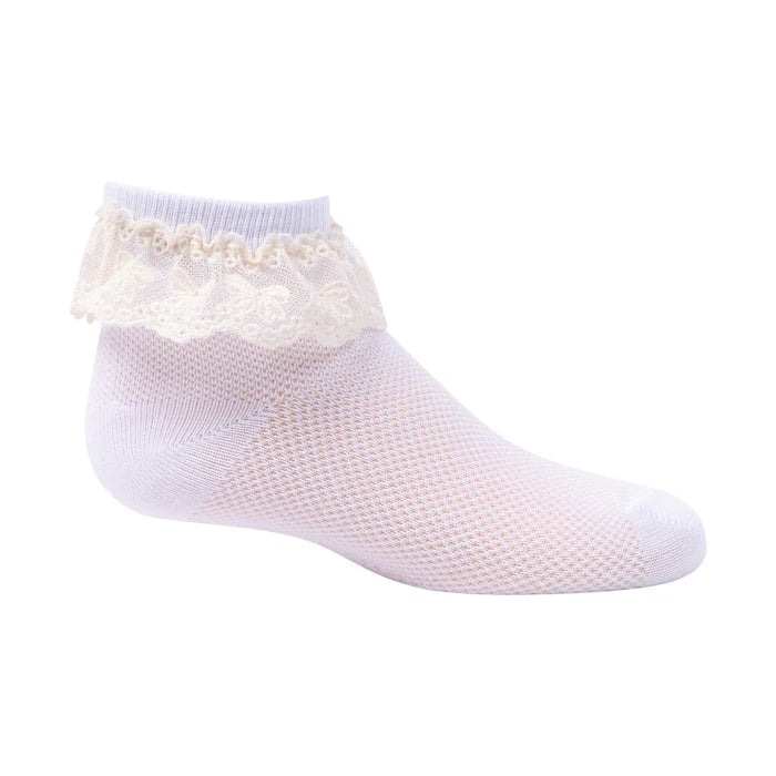 1439 ZUBII BOW CROCHET RUFFLE ANKLE SOCK