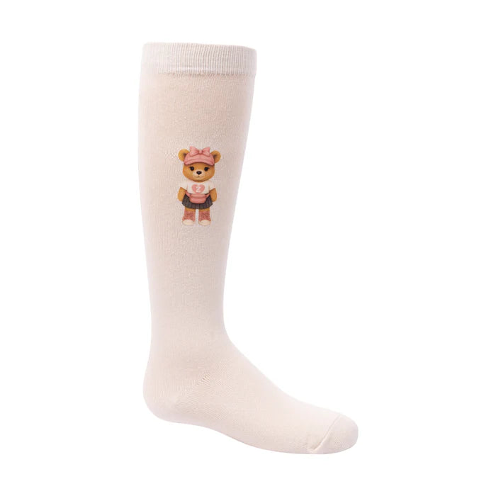 1445 ZUBII PRINTED GIRL BEAR KNEE SOCK
