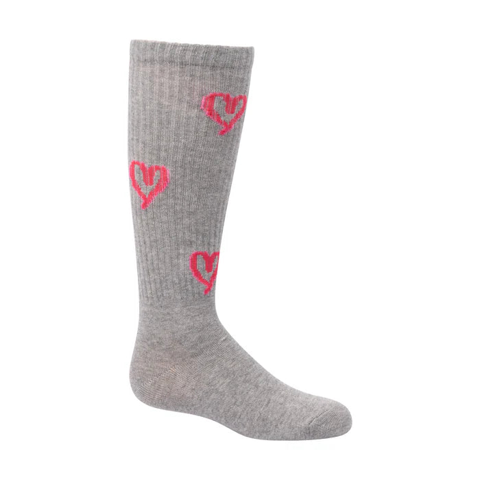 1447 ZUBII HOT PINK HEART KNEE SOCK