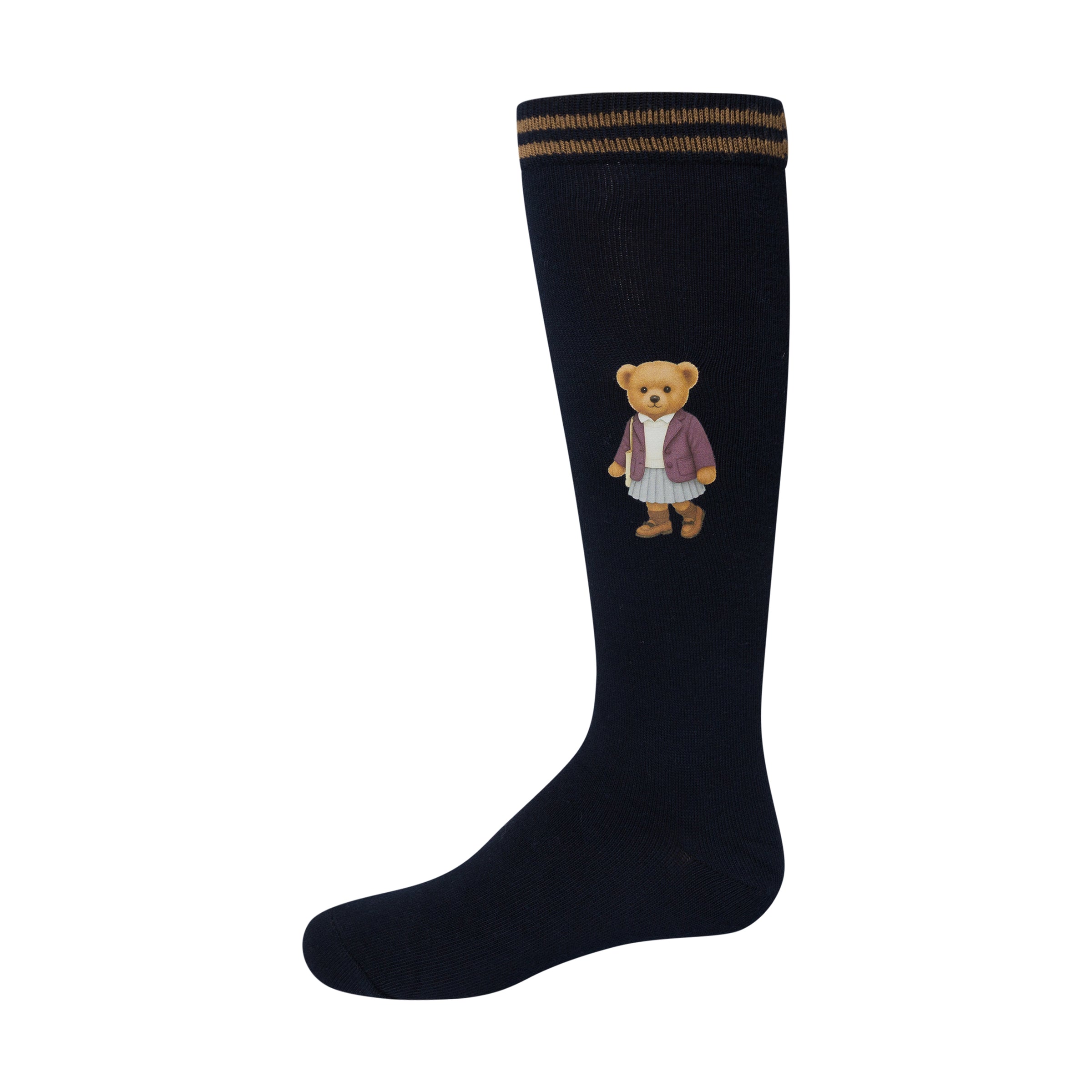 1545 ZUBII PRINTED TEDDY KNEE SOCKS
