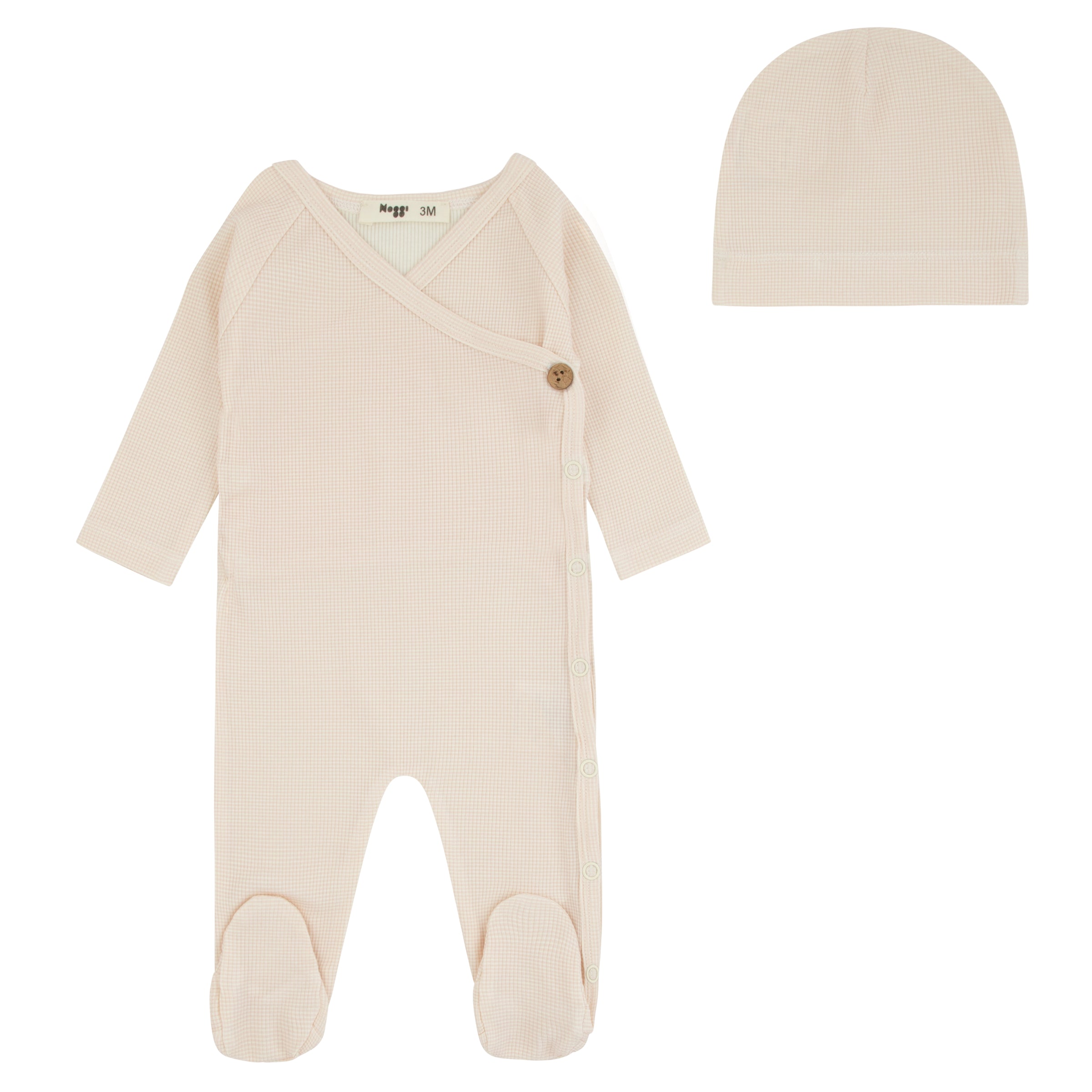 216233 NOGGI BAMBOO RIB STRIPE WRAP 3PC LAYETTE SET