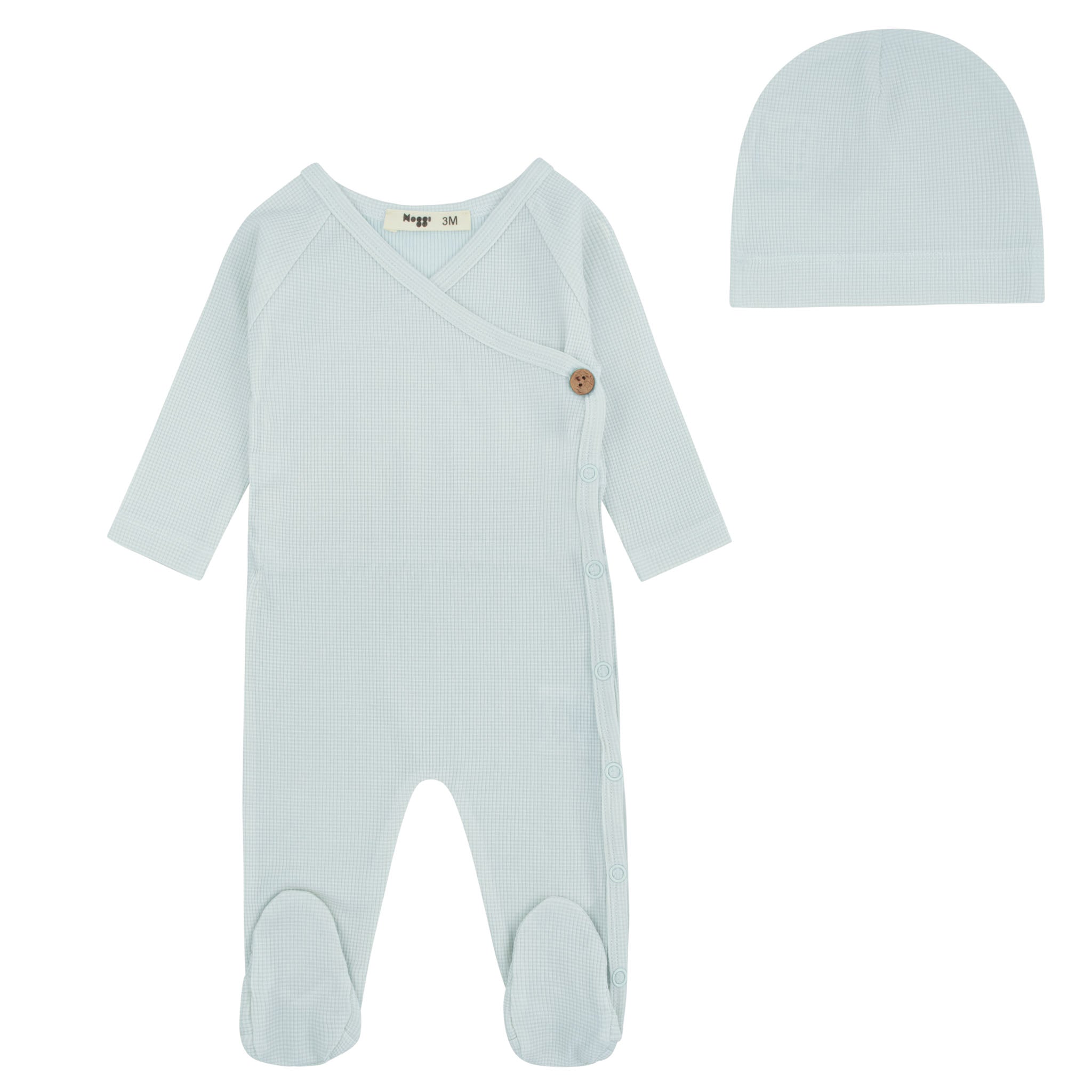 216233 NOGGI BAMBOO RIB STRIPE WRAP 3PC LAYETTE SET