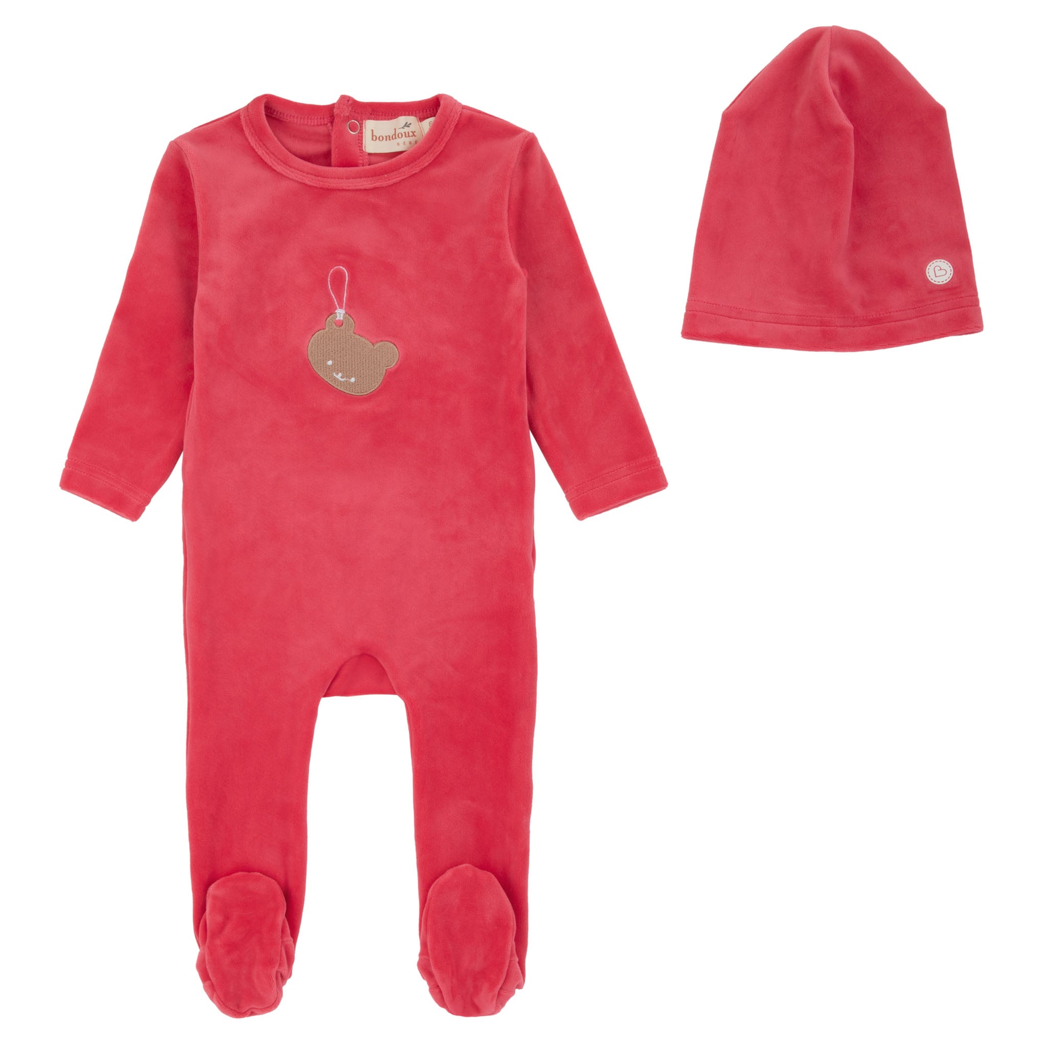 393B BONDOUX TEDDY VELOUR FOOTIE + BEANIE