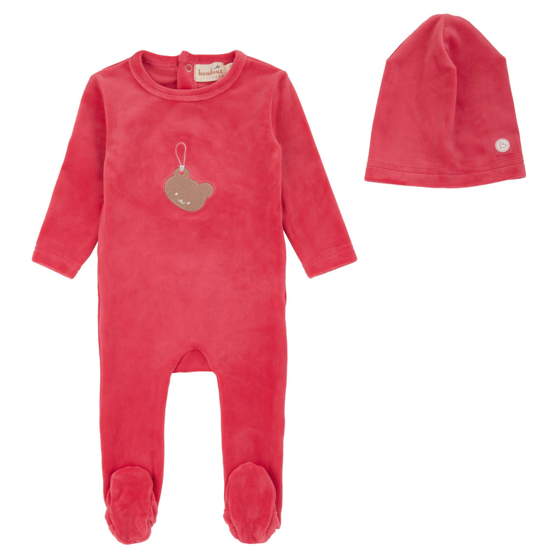 393B BONDOUX TEDDY VELOUR FOOTIE + BEANIE