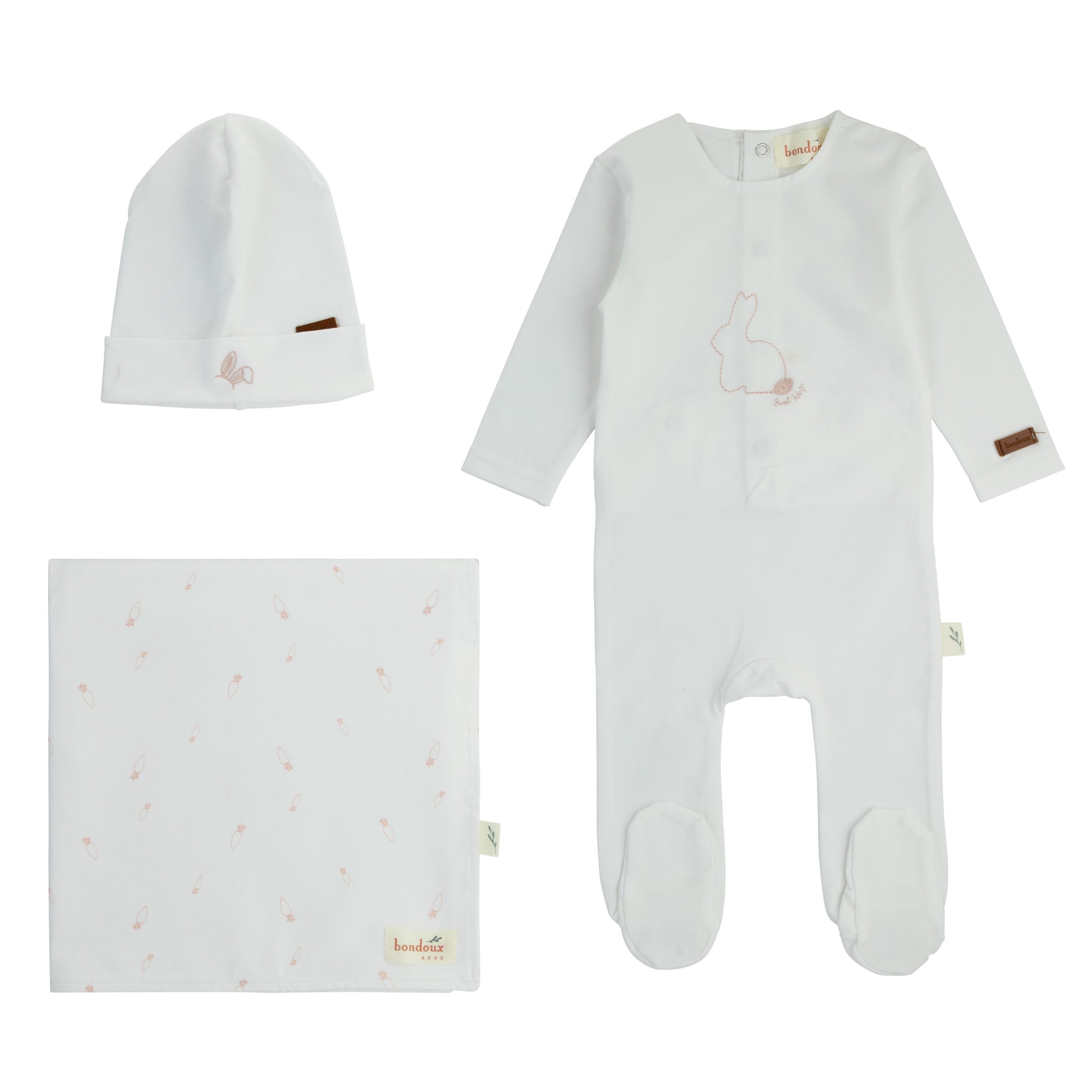 360B BONDOUX BUNNY FOOTIE 3PC SET