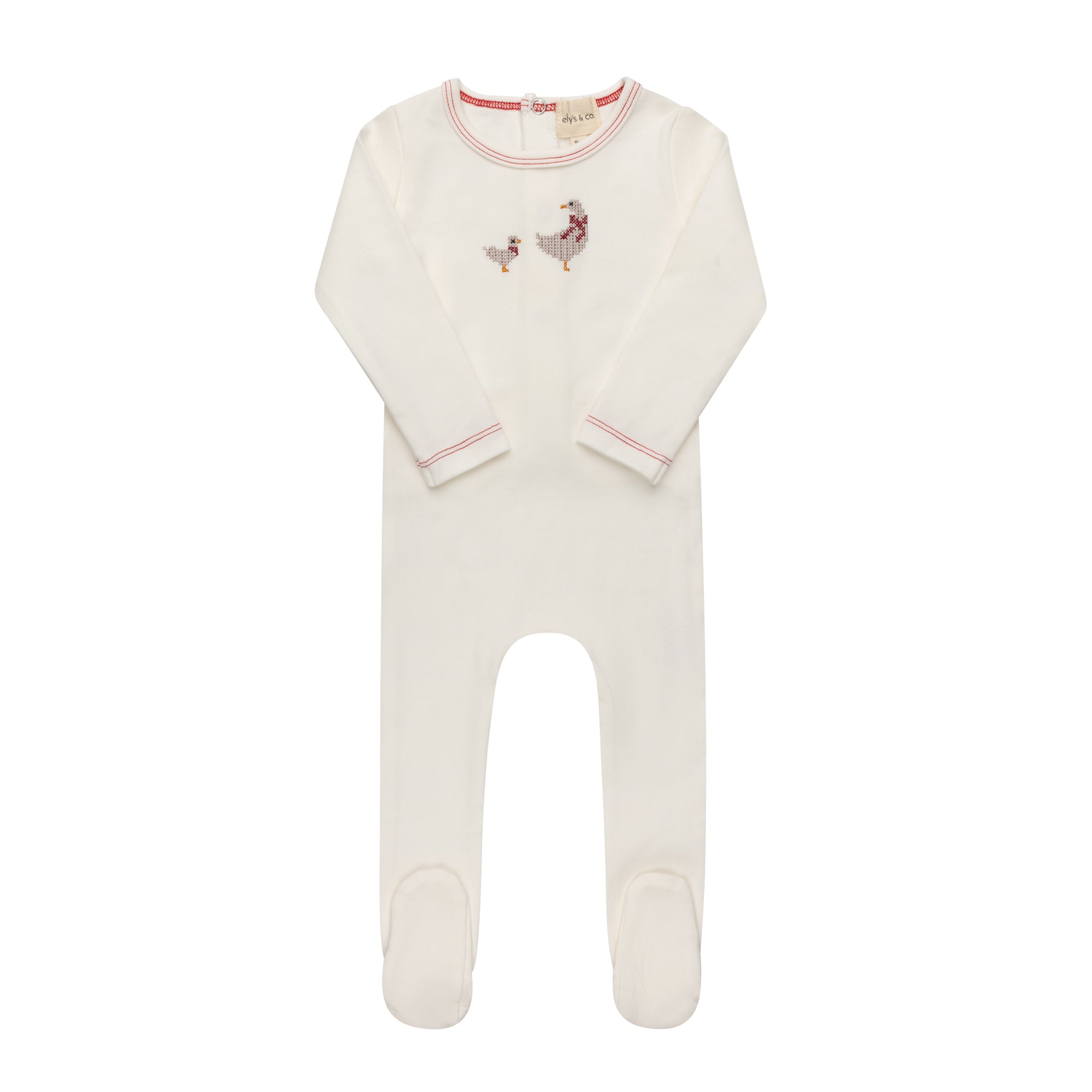 ELYS & CO COTTON CROSS STITCH DUCK COLLECTION FOOTIE