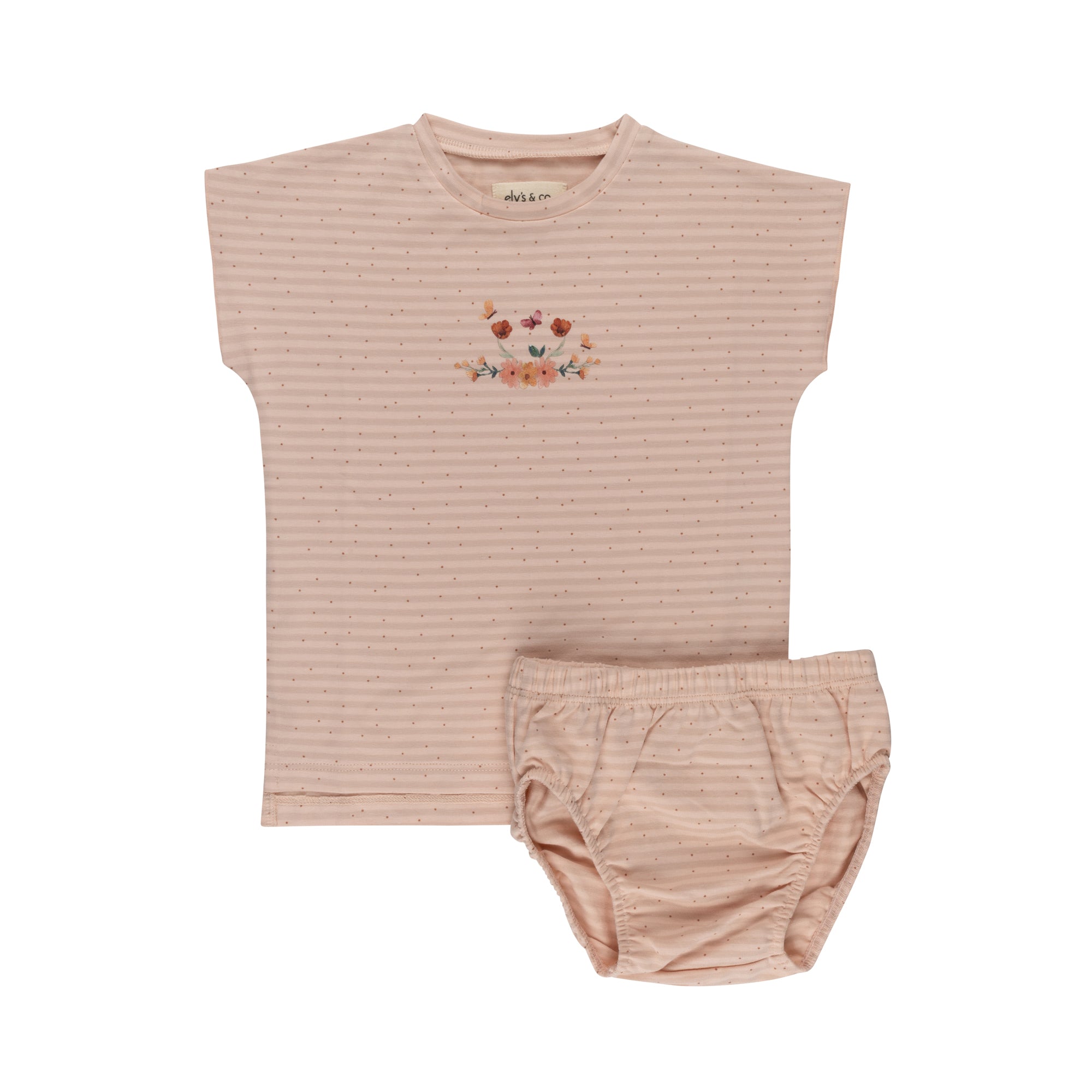 ELYS & CO FLORAL STRIPE COLLECTION 2PC BLOOMER SET