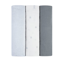 ELYS & CO GINGHAM BEAR 3PK MUSLIN SWADDLE