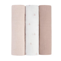 ELYS & CO GINGHAM BEAR 3PK MUSLIN SWADDLE