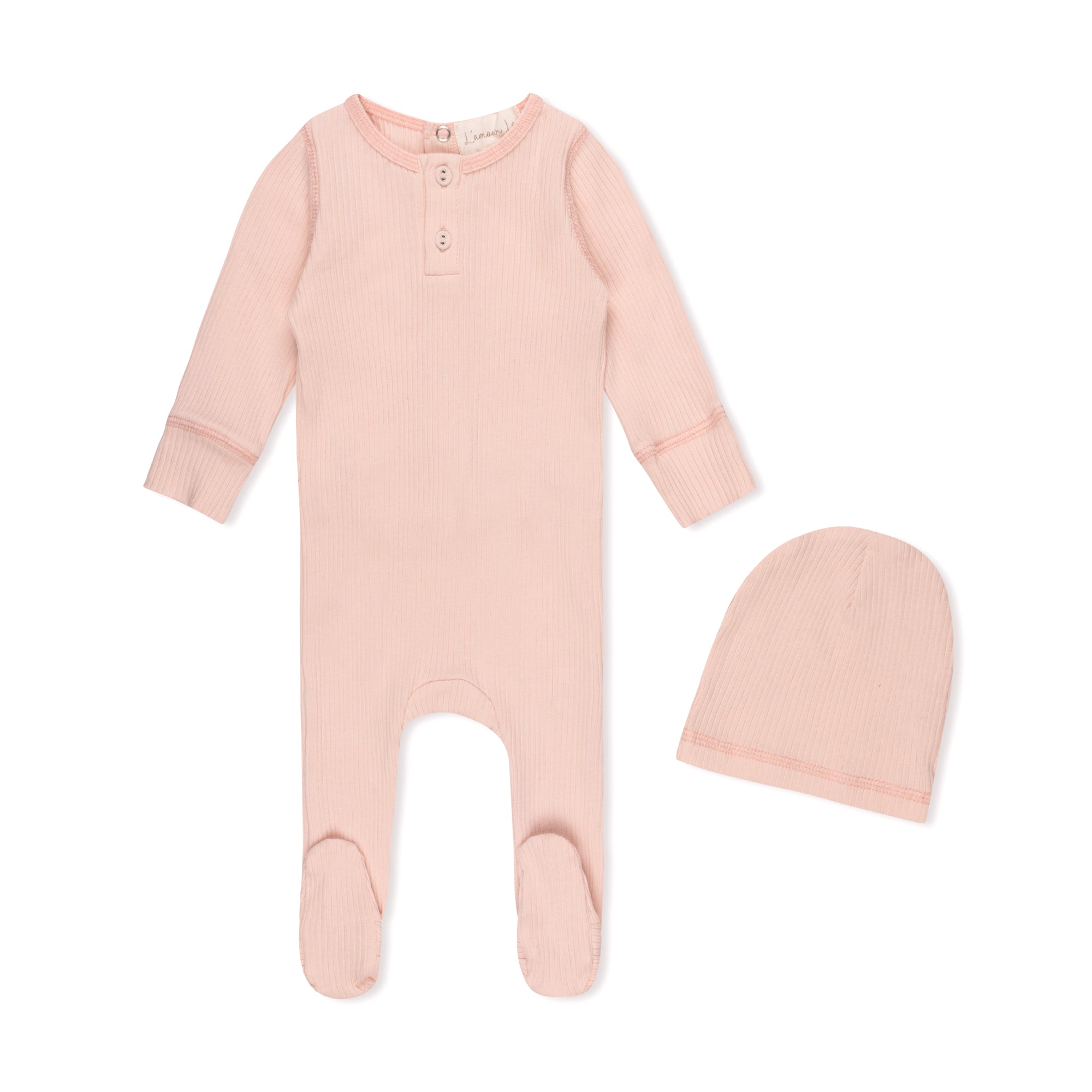 LAMOUR LOU RIBBED HENLEY FOOTIE + BEANIE