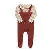 ELYS & CO FLORAL PLAID BODYSUIT + OVERALL 2PC SET