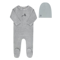 ELYS & CO VELOUR STRIPE FOOTIE + BONNET