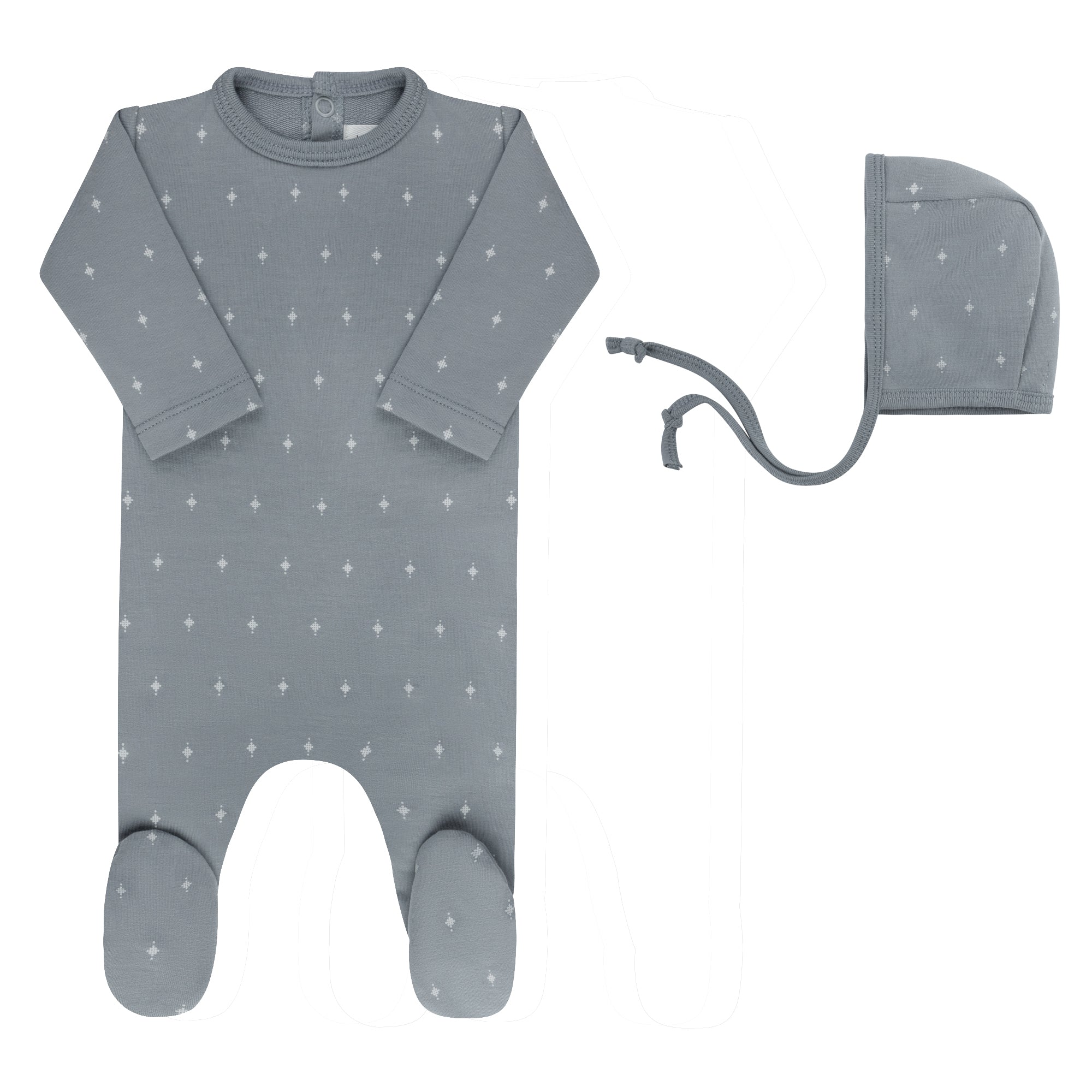 ELY'S & CO DIAMOND COLLECTION FOOTIE + BONNET SET