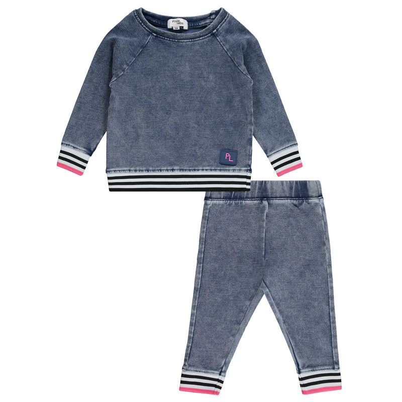 30704 PIXIE LABEL ACID WASH BABY GIRL SET