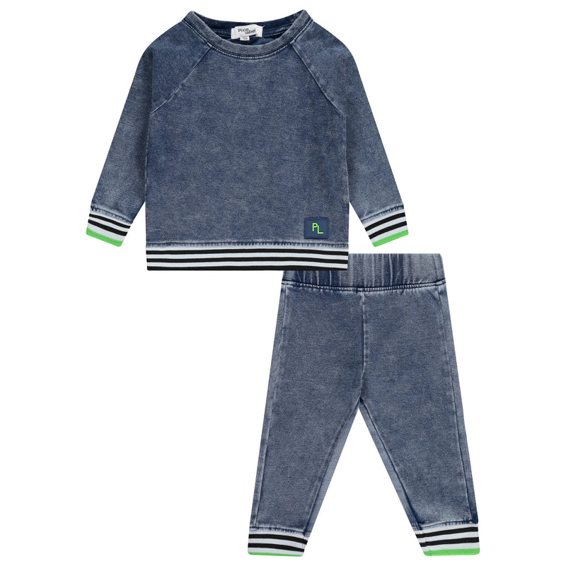 30705 PIXIE LABEL ACID WASH BABY BOY SET