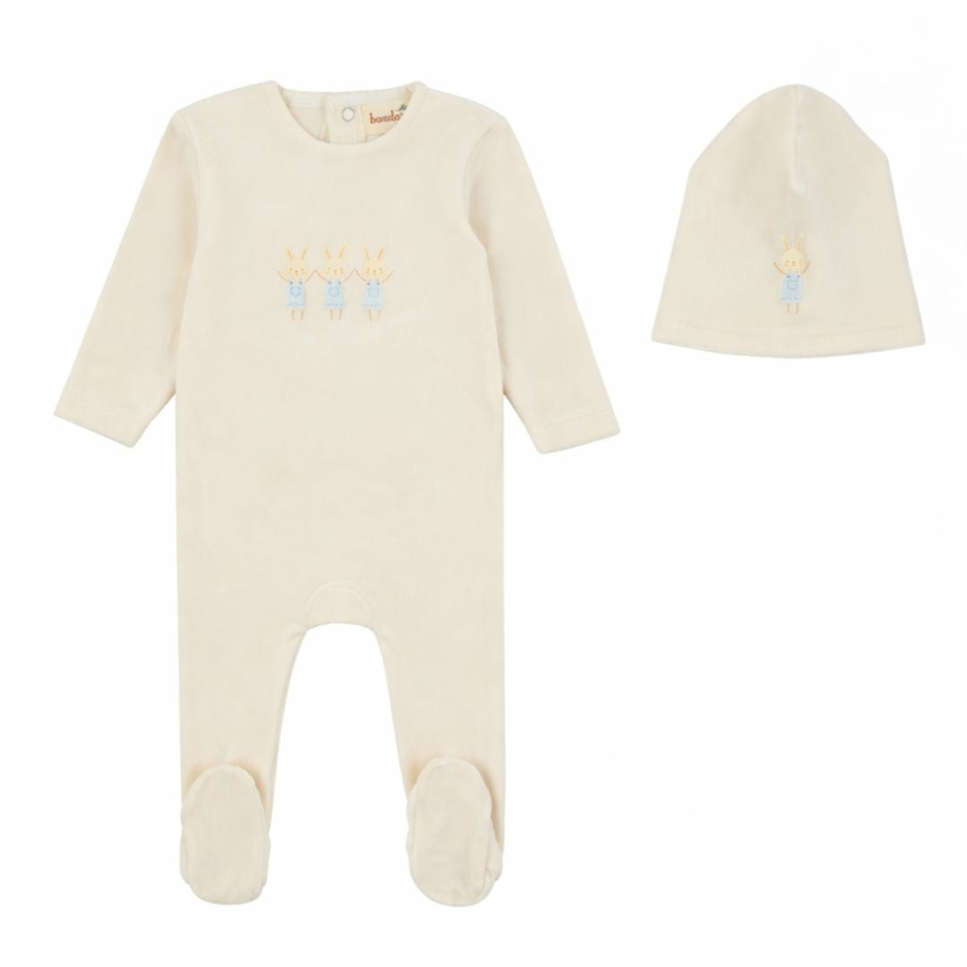 336B BONDOUX BUNNY FOOTIE + BEANIE SET