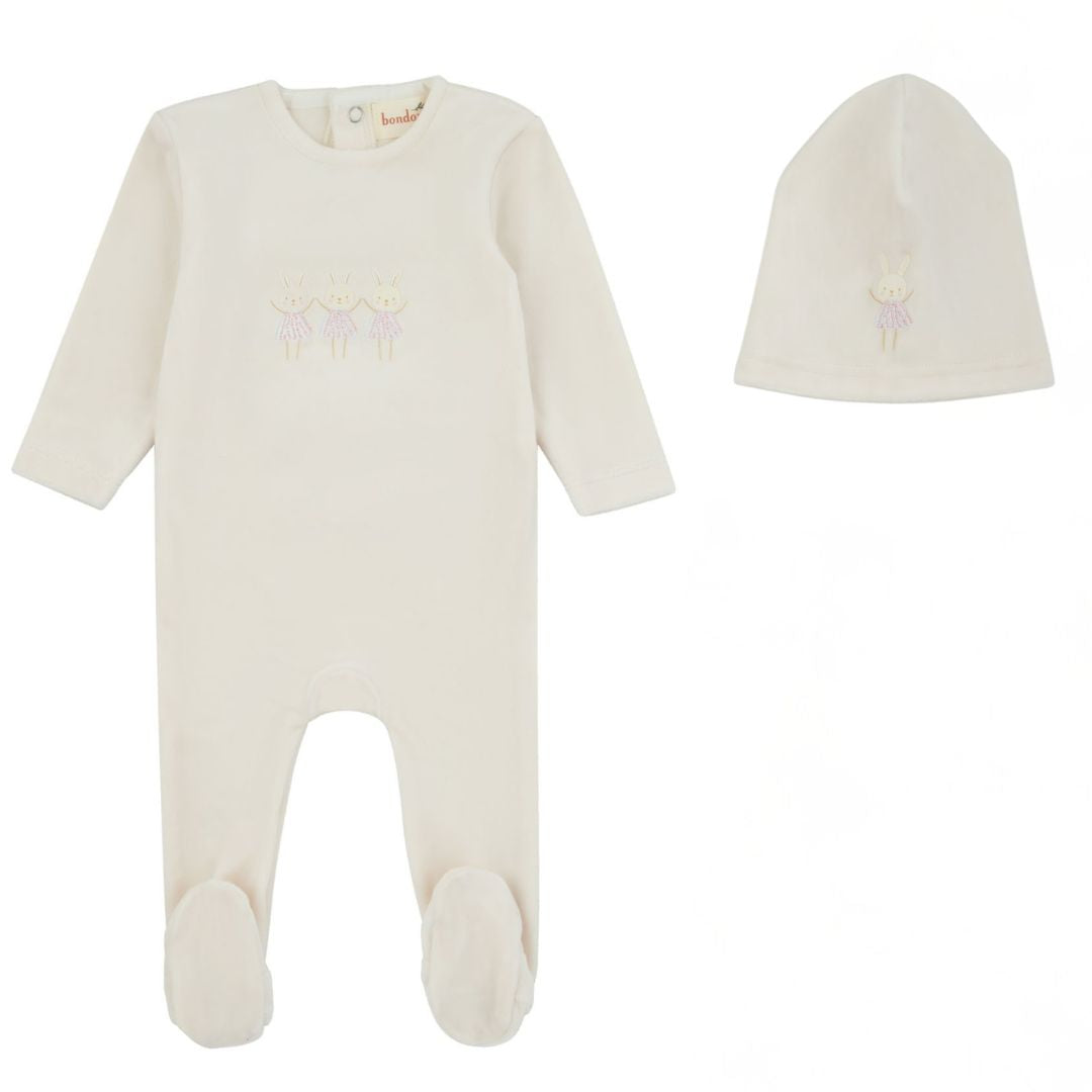 336B BONDOUX BUNNY FOOTIE + BEANIE SET