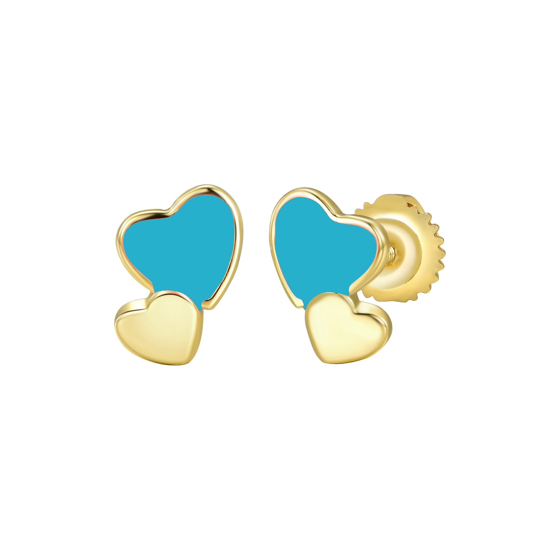 3EPS4497 DLUX GP SRS ENAMEL DOUBLE HEART SB EARRINGS