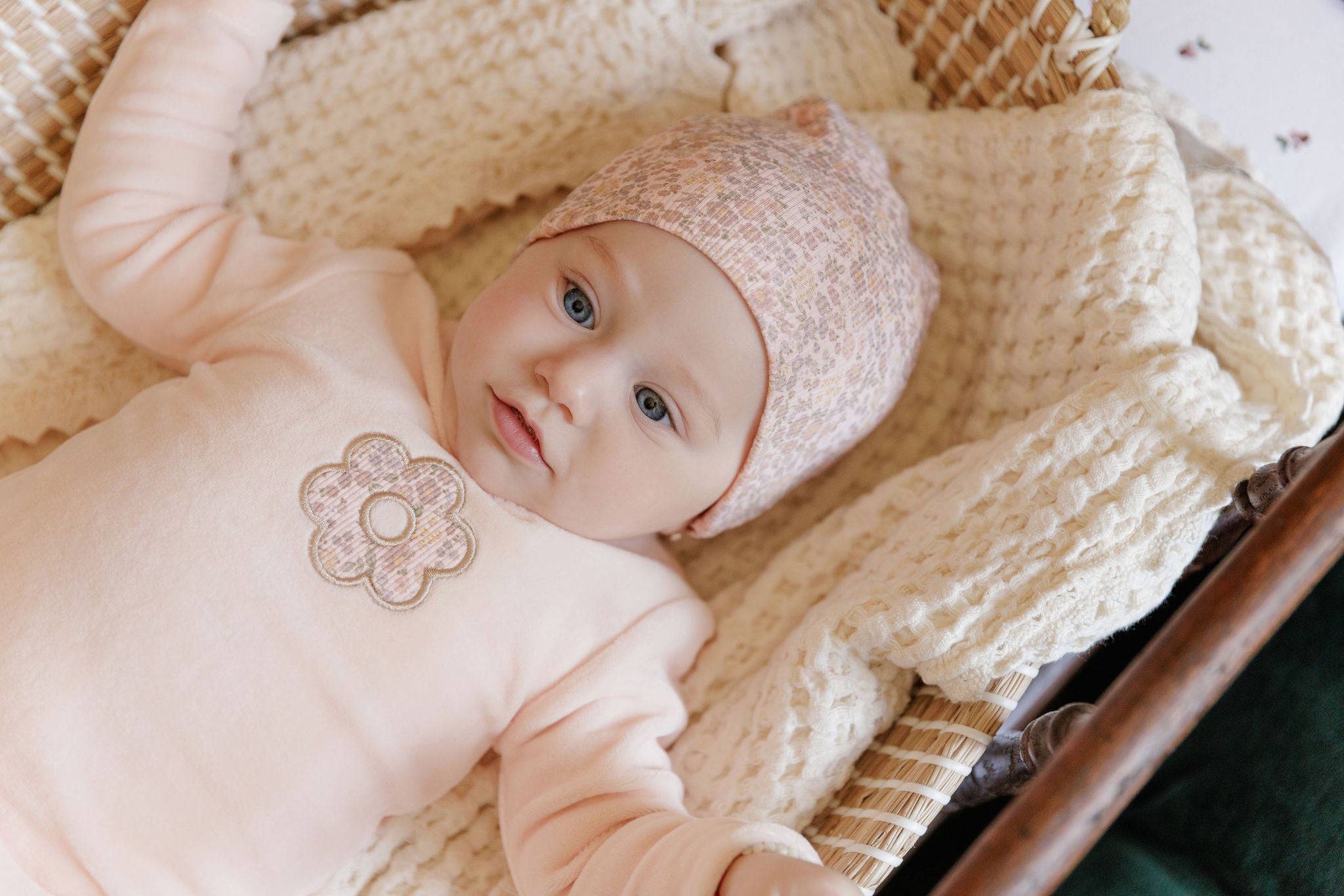 ELYS & CO VELOUR LIBERTY FOOTIE + BEANIE