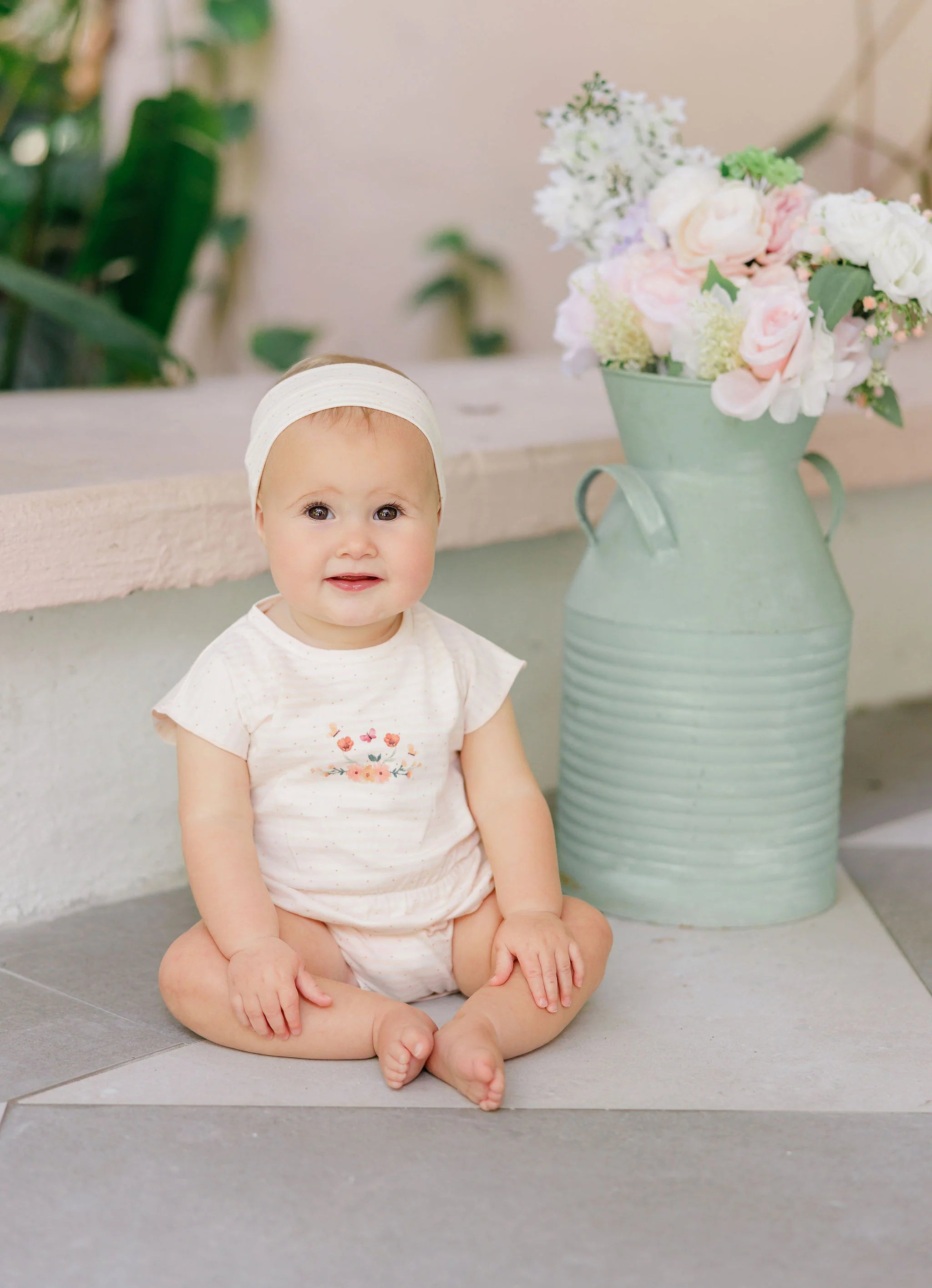 ELYS & CO FLORAL STRIPE COLLECTION ROMPER