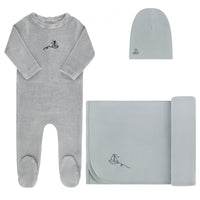 ELYS & CO VELOUR STRIPE FOOTIE 3PC SET