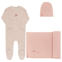 ELYS & CO VELOUR STRIPE FOOTIE 3PC SET