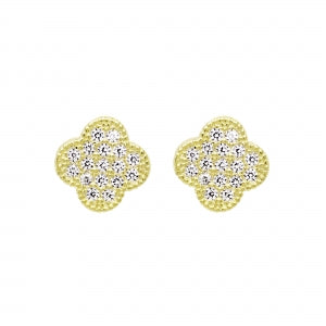3EPS49 DLUX GP SRS PAVE CLOVER SB EARRING