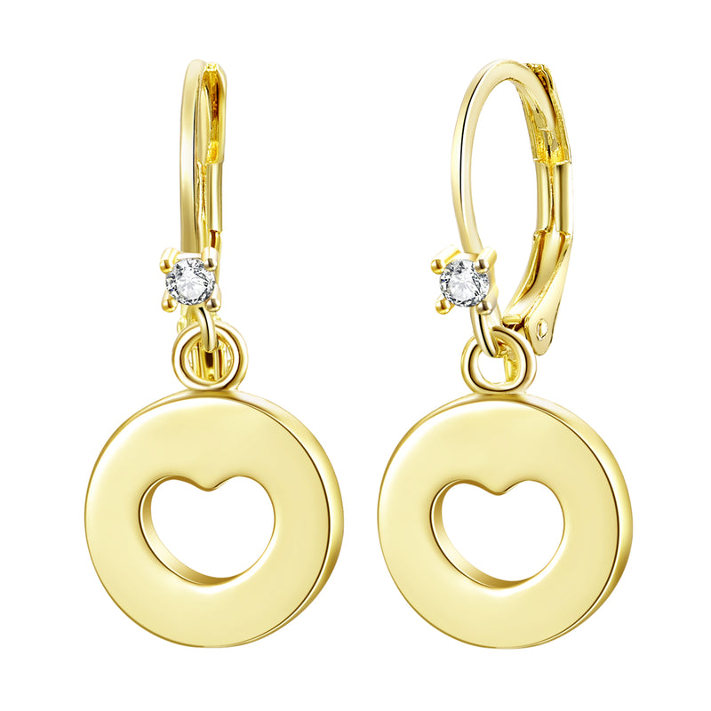 3EW452 DLUX GP SRS GOLD CUTOUT HEART DESIGN LEVER BACK EARING