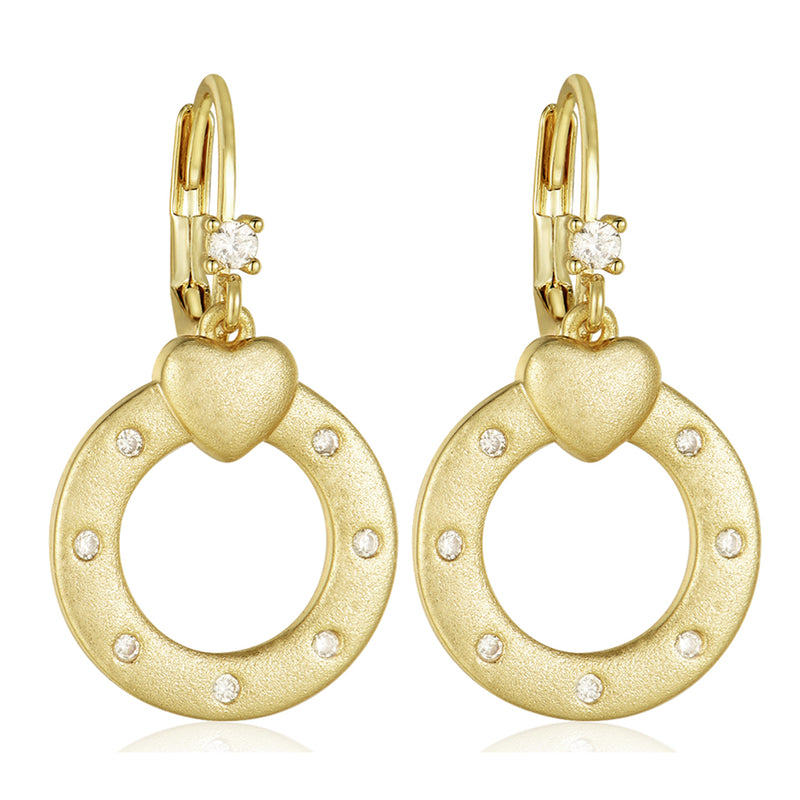 3EW4794 DLUX MATTE GP SRS DONUT DESIGN W/ HEART & CZS EARRING