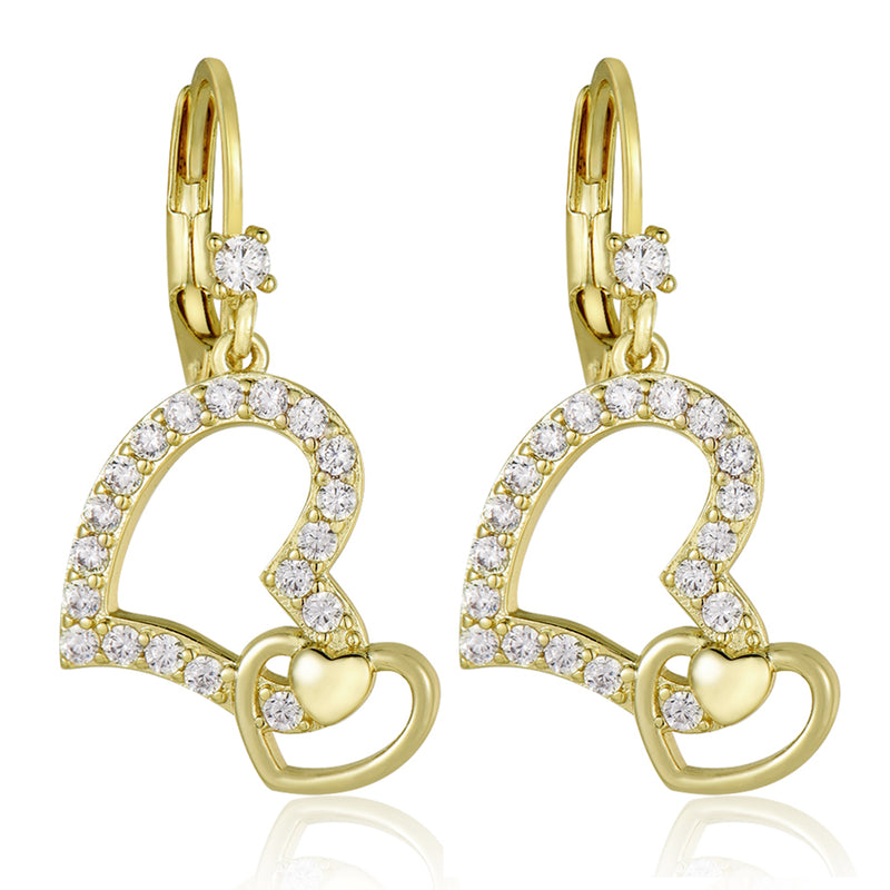 3EW4795 DLUX GP SRS CZ TRIPLE HEART EARRINGS