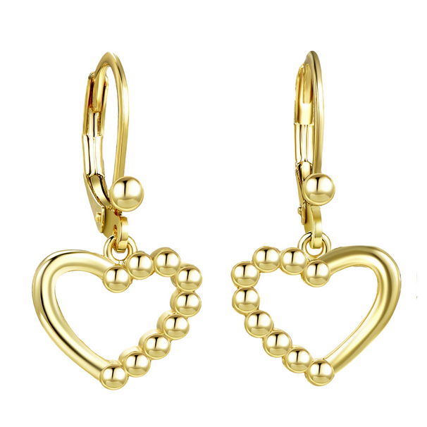 3EW4862 DLUX GP SRS ONE SIDE BALLS OPEN HEART LB EARRING