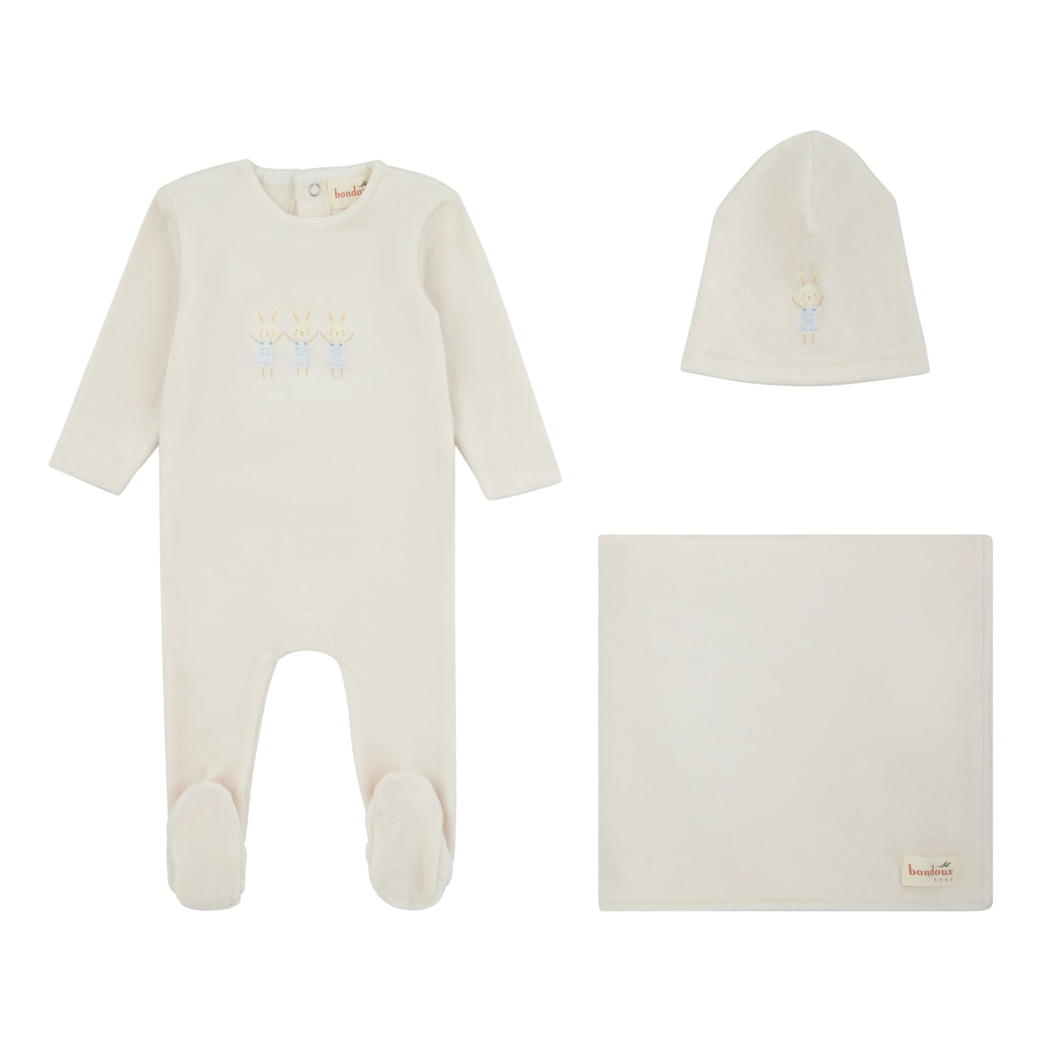 336B BONDOUX BUNNY FOOTIE 3PC SET