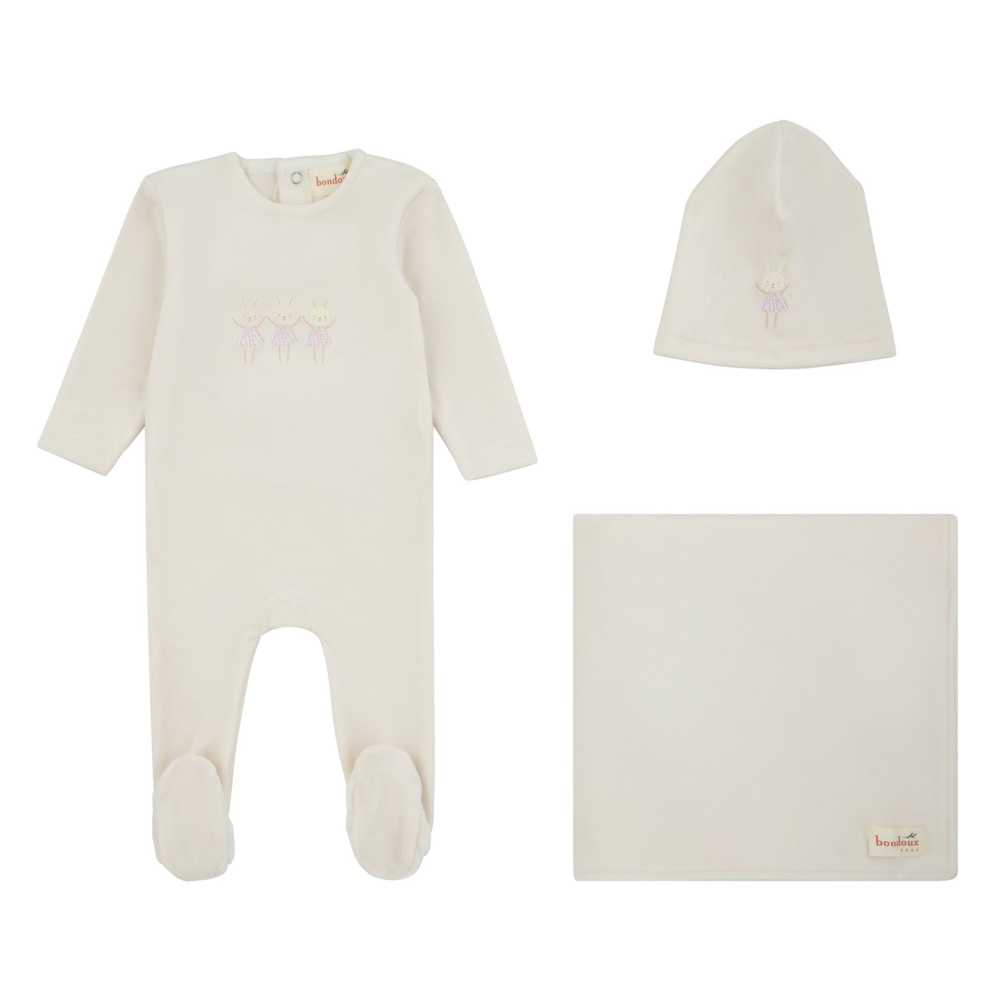 336B BONDOUX BUNNY FOOTIE 3PC SET