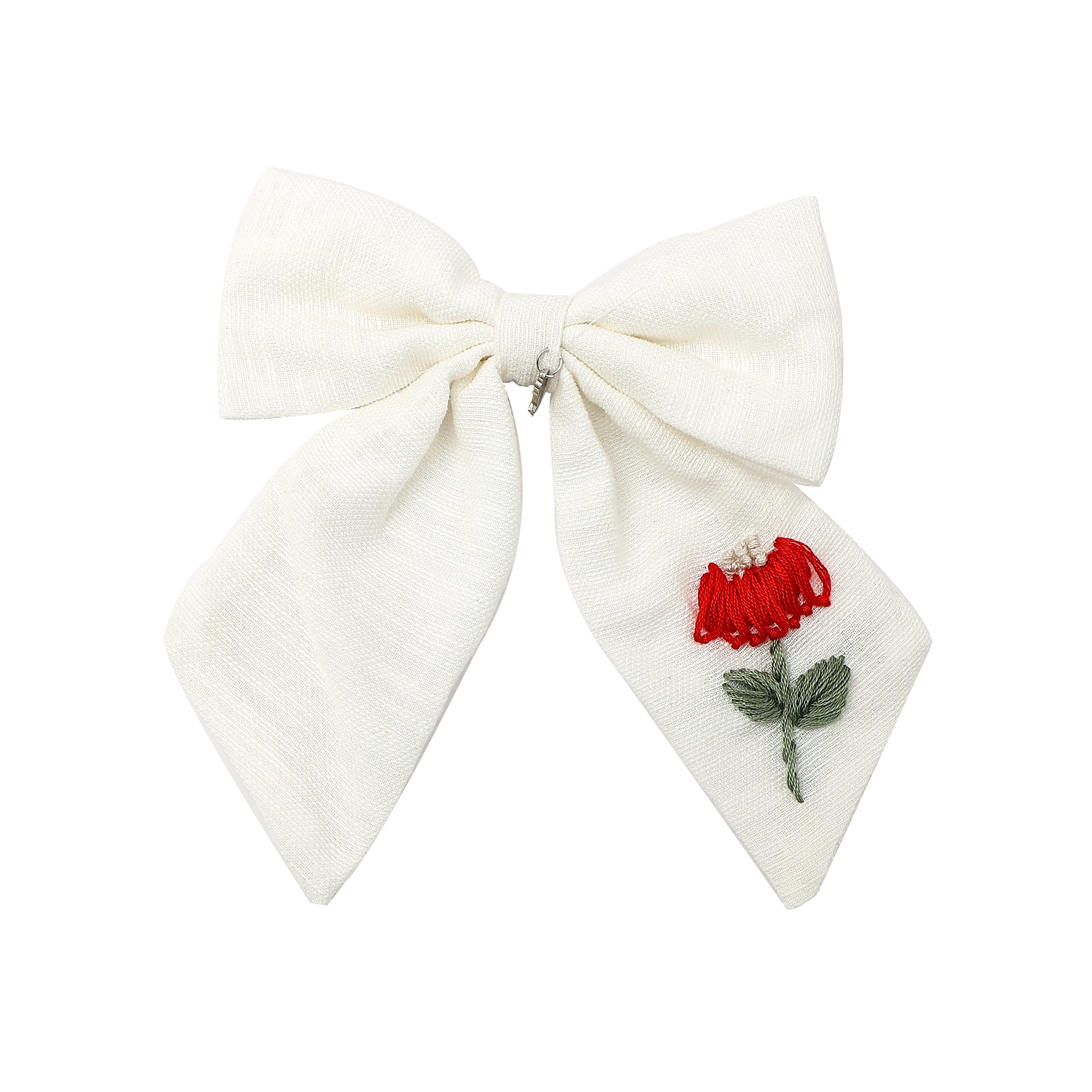 562MED DAZZLE EMBROIDERED FLOWER ON BOW
