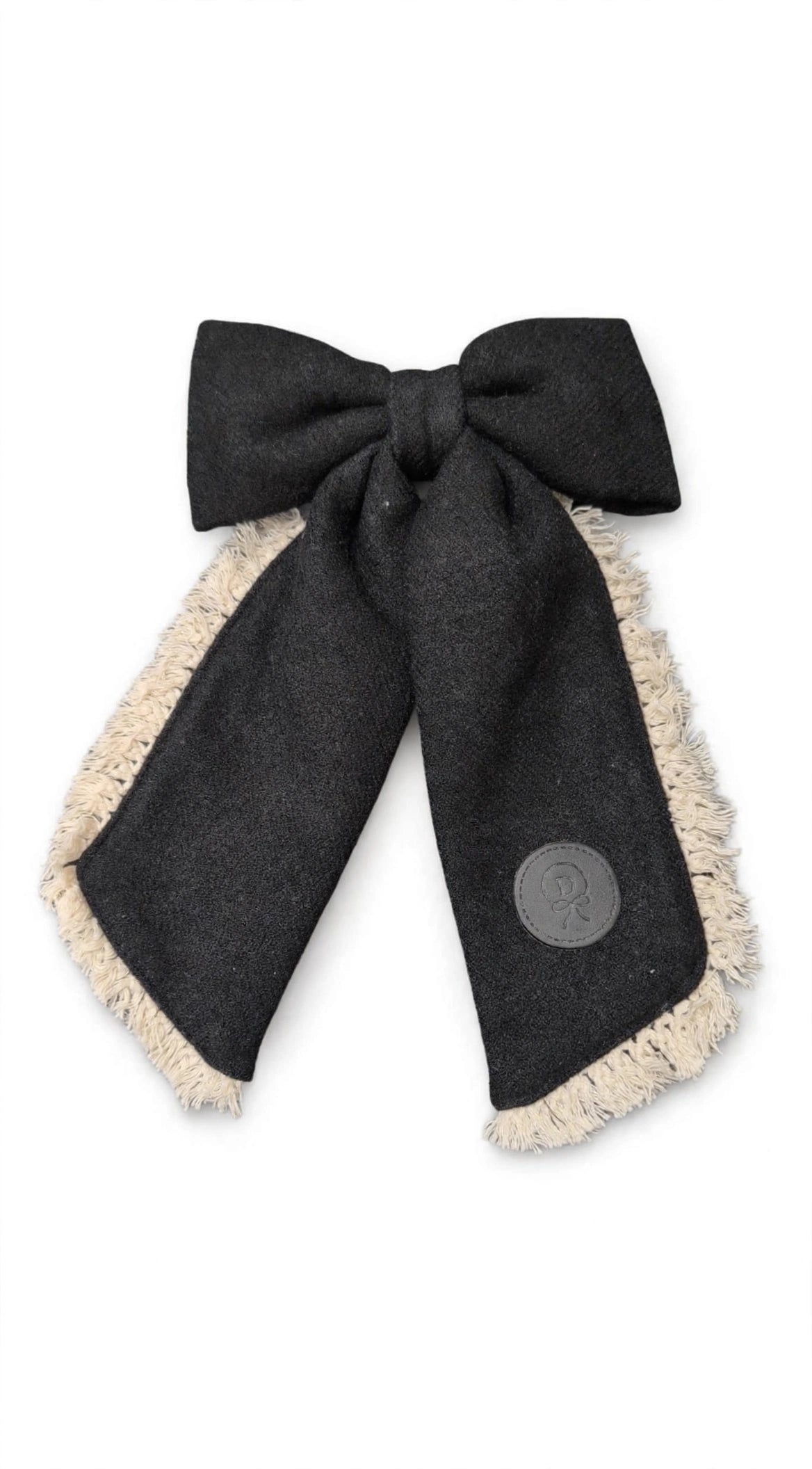 6209LG DAZZLE WOOL FRINGE LARGE BOW CLIP