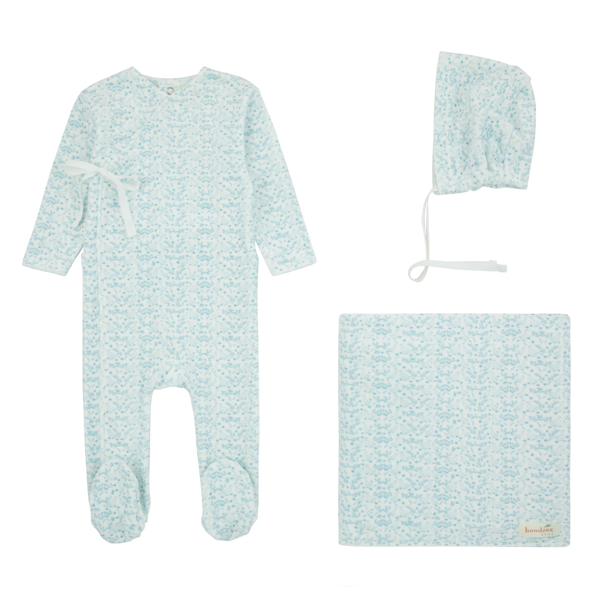 337B BONDOUX DUCK PRINT FOOTIE 3PC SET