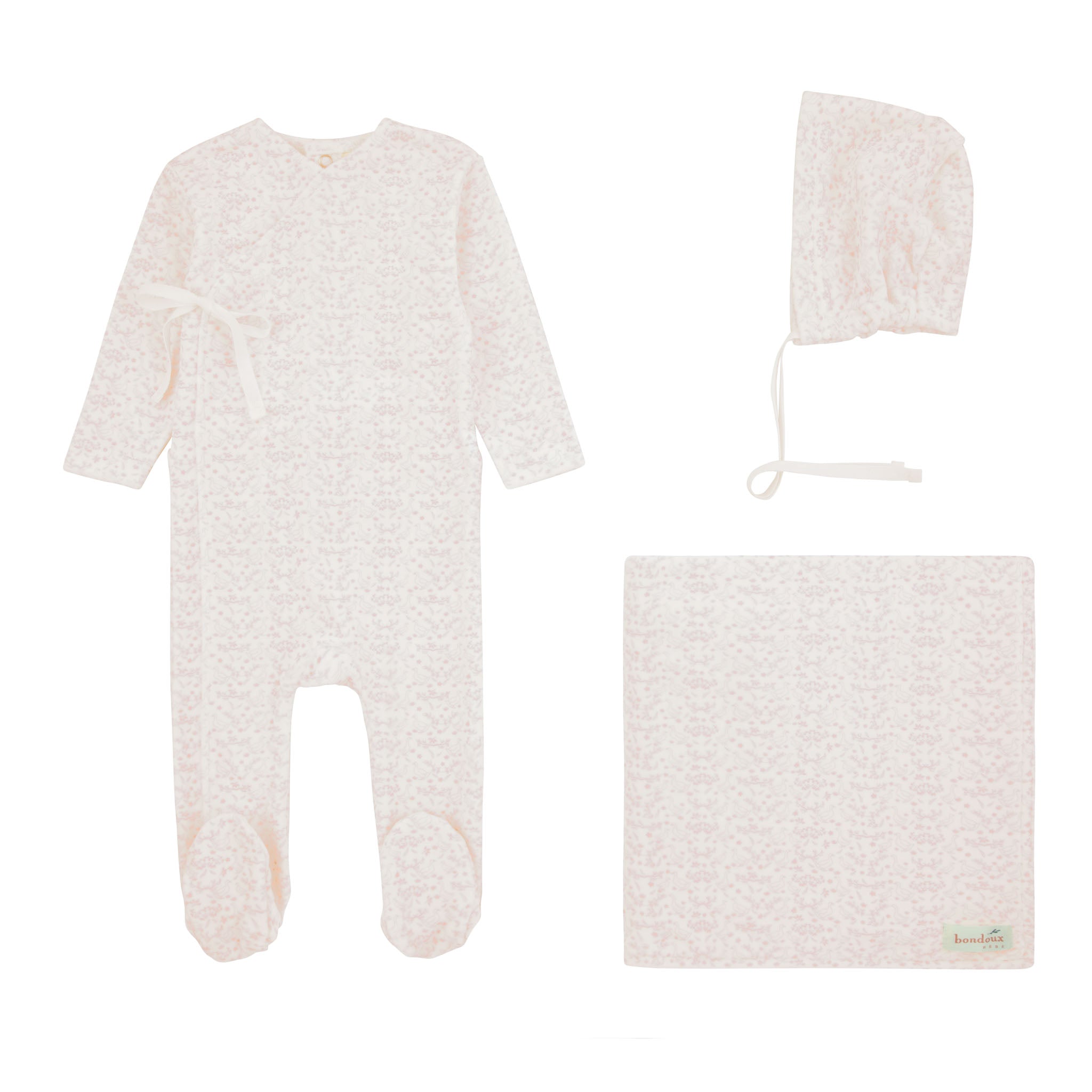 337B BONDOUX DUCK PRINT FOOTIE 3PC SET