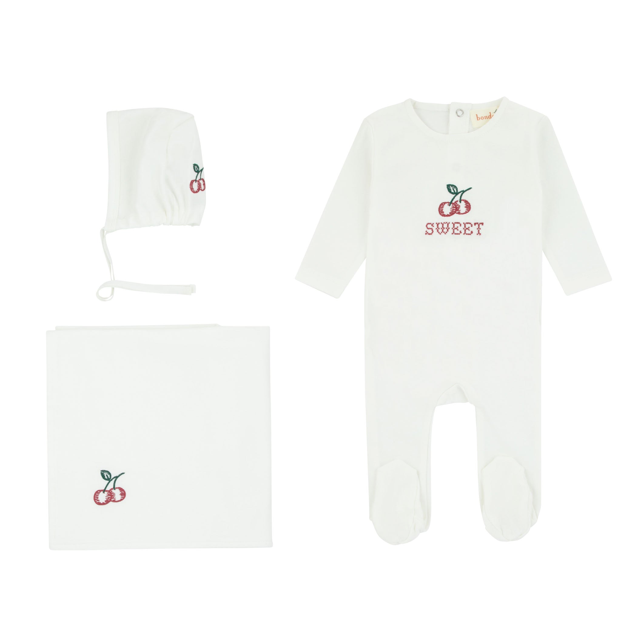 307 BONDOUX CHERRY FOOTIE LAYETTE 3PC