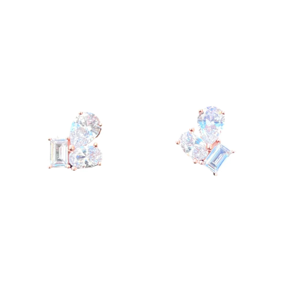 TJ198 MULTI ROSE GOLD STUDS