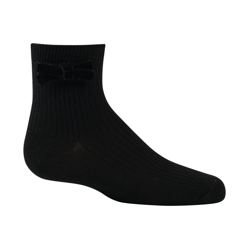 915 ZUBII CLASSIC VELVET BOW ANKLE SOCK