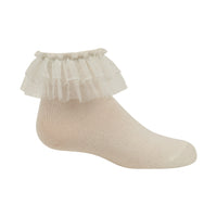 916 ZUBII TULLE DOUBLE RUFFLE ANKLE SOCK