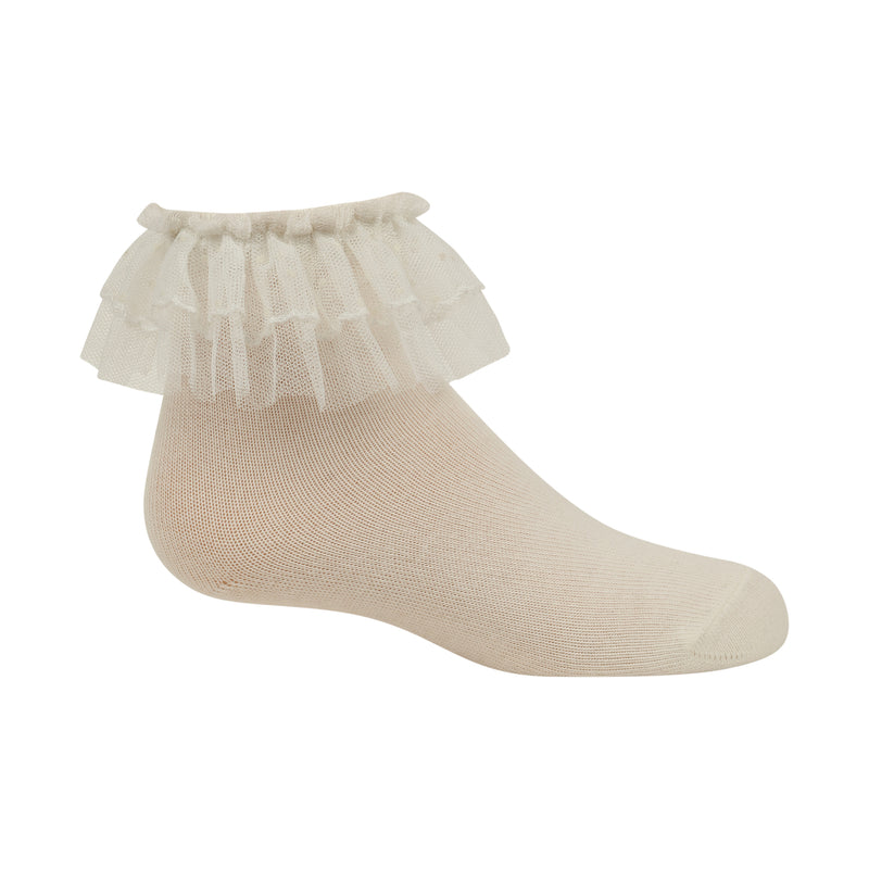 916 ZUBII TULLE DOUBLE RUFFLE ANKLE SOCK